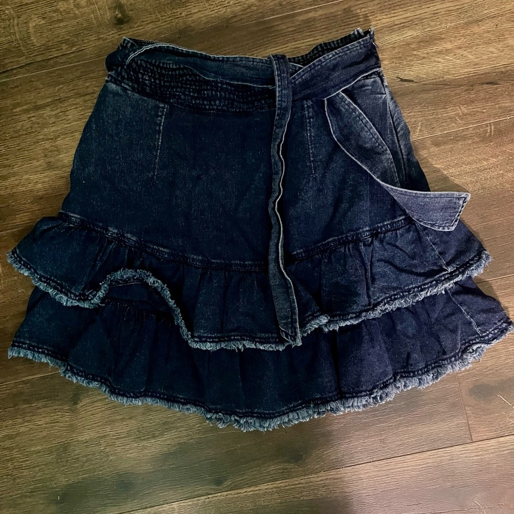 Pilcro Jean Ruffle Mini Skirt - Picture 2 of 4
